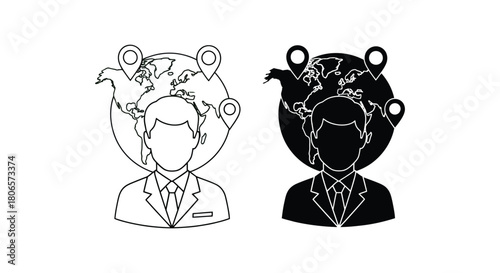 Global business man networking worldwide location connection