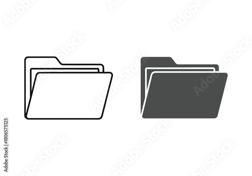 Two folder icons one outlined and one filled displayed side by side
