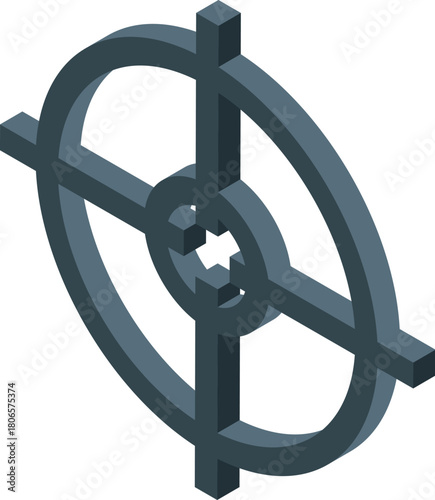 Isometric view of an optical sight, symbolizing focus, targeting, and precision
