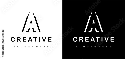 Simple Black and White A Lettermark Logo