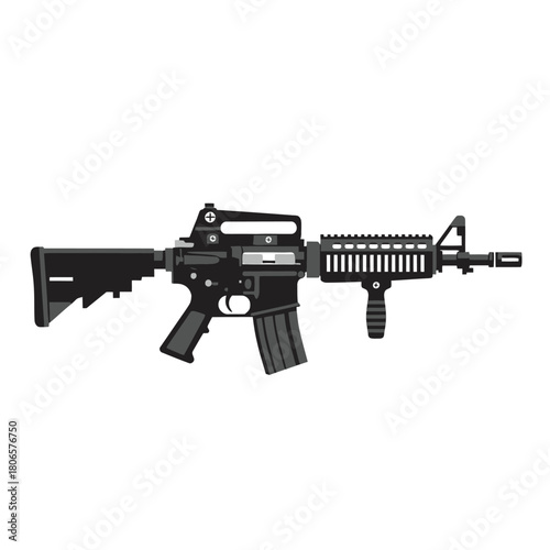 Modern assault rifle illustration ready for intense action game design or tactical simulation, a powerful symbol of force and precision engineering