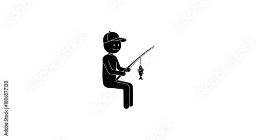 Fishing illustration with people on a pier with fishing rods