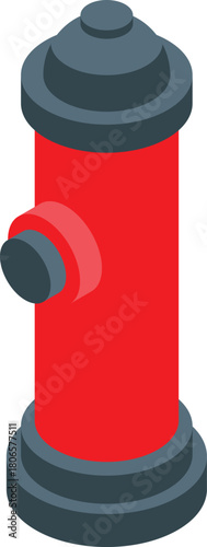 Red fire hydrant ready for action, providing essential fire protection in urban environments