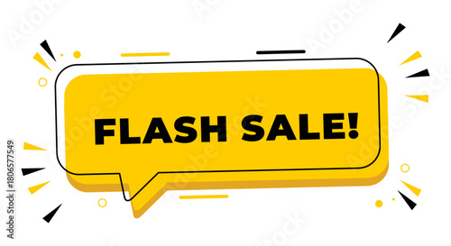 Flash sale messages inside speech bubble banners. Ideal for use in business, marketing, and advertising.
