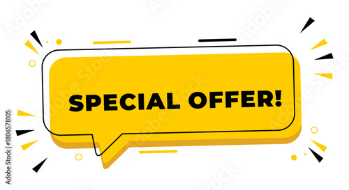 Special offer messages inside speech bubble banners. Ideal for use in business, marketing, and advertising.