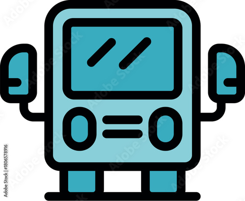 Cartoon electric school bus transporting students, promoting sustainable transportation and eco friendly commuting