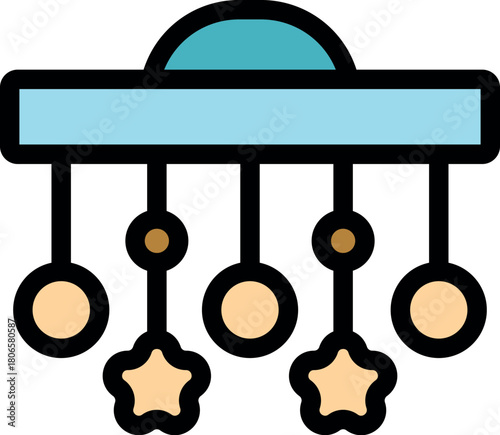 Hanging baby mobile with stars and circles, designed to entertain and stimulate a baby's development