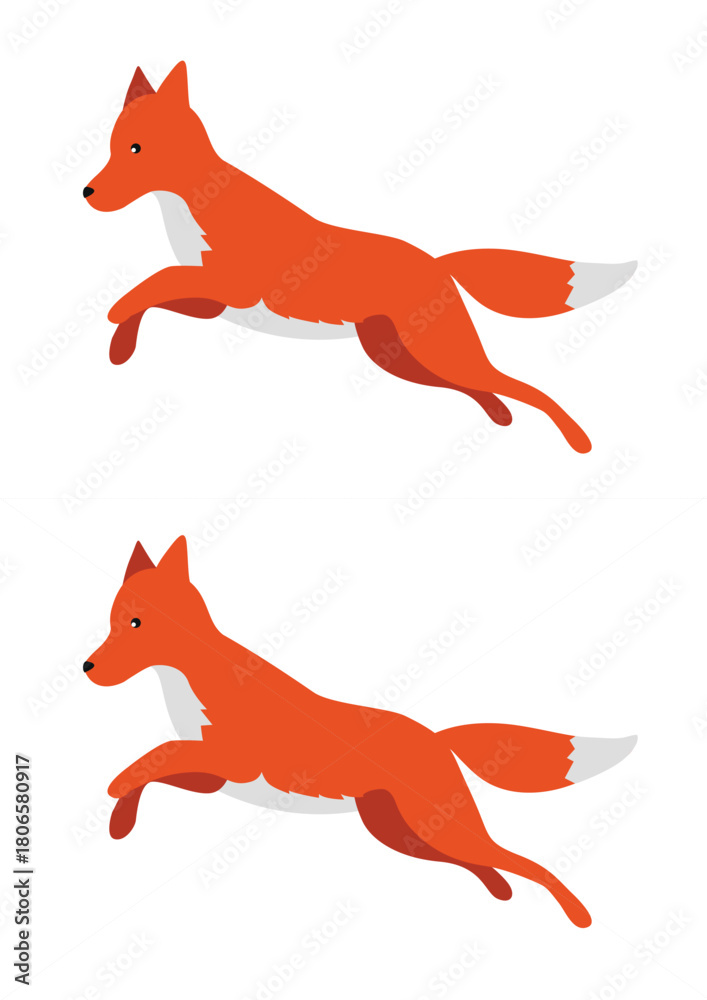 Obraz premium Red fox on a white background. Vector illustration in flat style.