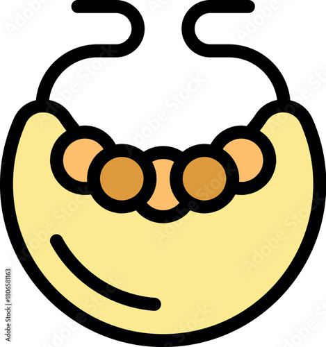 Baby bib featuring round beads, providing protection for clothes during feeding