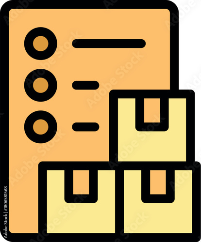 Cardboard boxes placed near a checklist representing an inventory management system tracking packages