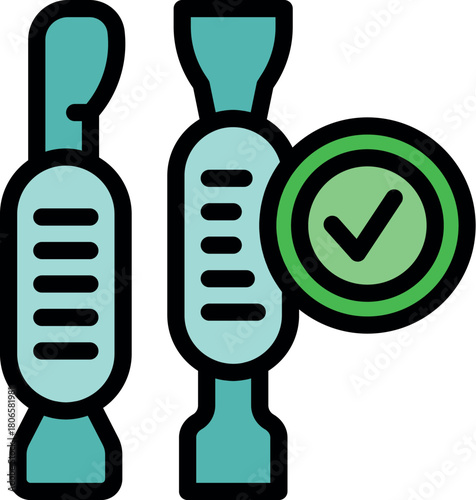 Hearing aid selection process gets approval symbol, indicating positive hearing test outcome and suitable device choice