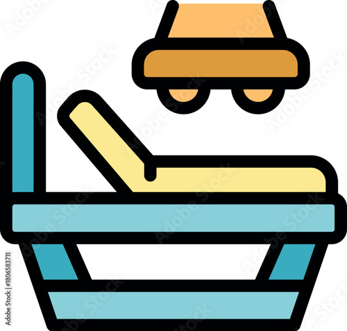 Adjustable hospital bed being illuminated by a medical examination lamp