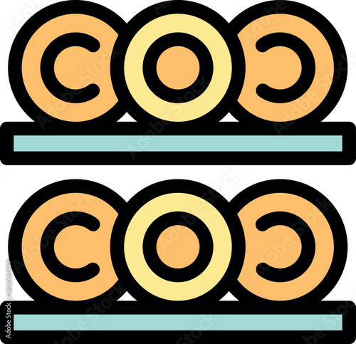 Illustration of carbon dioxide molecules arranged on shelves, symbolizing the concept of co2 storage and capture