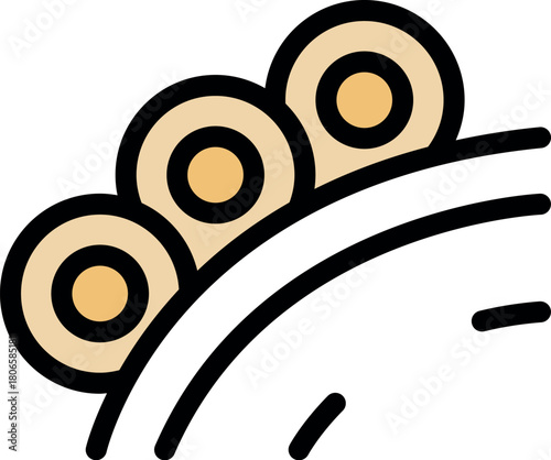 Freshly prepared sushi rolls moving on a conveyor belt, ready to be served in a modern sushi restaurant