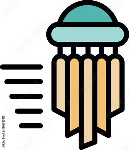 Wind chimes gently swaying in the breeze, creating a peaceful and harmonious atmosphere