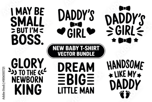 New baby t-shirt vector bundle featuring various cute and humorous slogans for infants and toddlers.