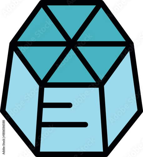 Geometric shape with multiple facets and complex structure, suitable for projects related to geometry, design, or architecture