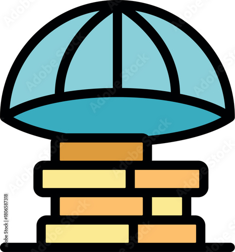 Parachute gently landing on stacked cardboard boxes, symbolizing safe and successful delivery