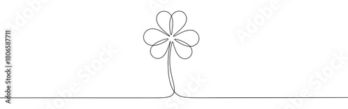 A continuous one-line drawing clover, Irish culture