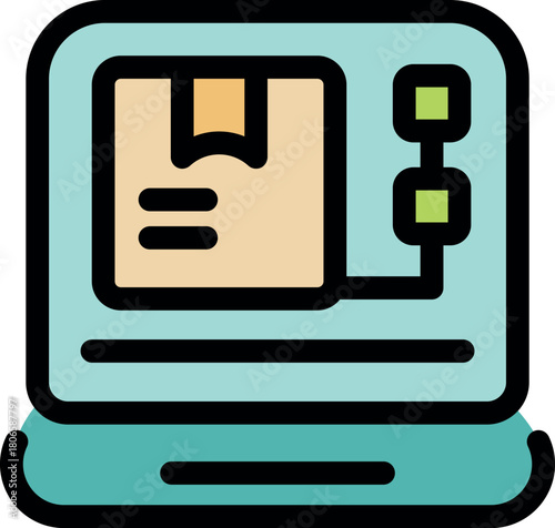 Parcel tracking progress being displayed on a laptop screen, indicating delivery status and logistics information