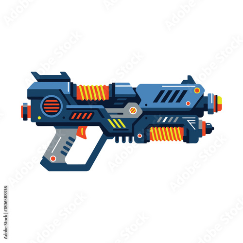 Futuristic blaster weapon illustration ready for your sci-fi game or project, a modern and dynamic design with a powerful aesthetic appeal