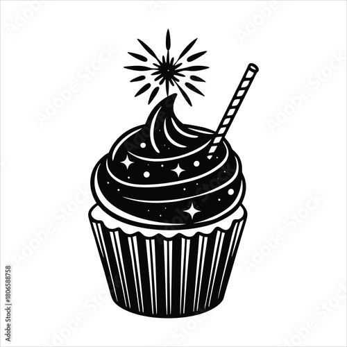 Cupcake with gold wrapper  pastel frosting