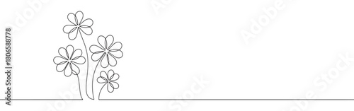 A continuous one-line drawing of a group of clovers, symbolizing luck, nature, and Irish culture