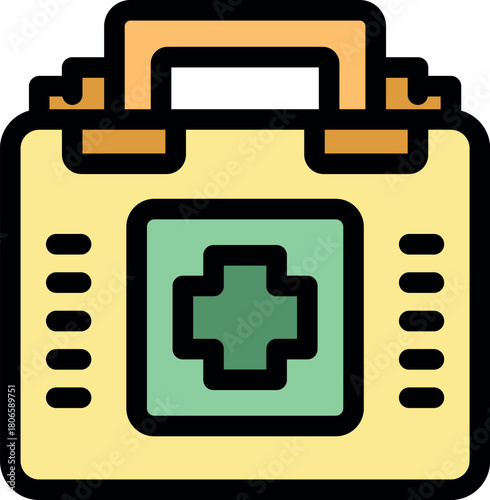 Closed first aid kit with medical cross, ideal for healthcare, emergency, and medical concepts