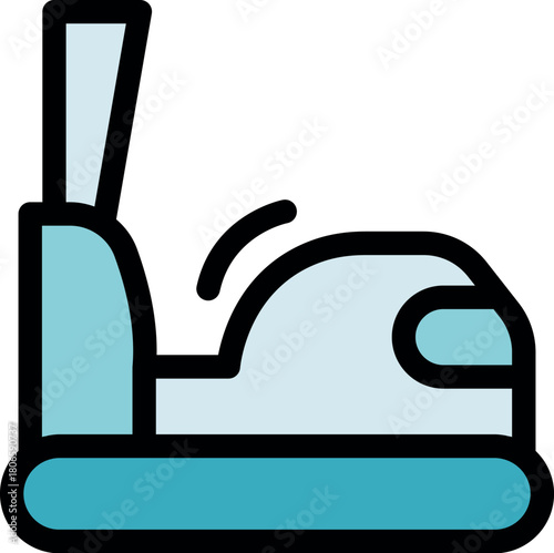 Bumper car moving fast in amusement park, colorful icon representing funfair attractions