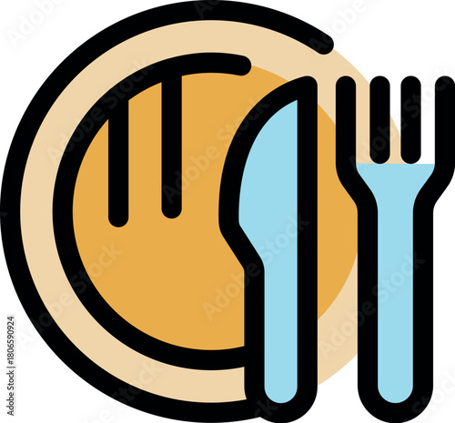 Knife and fork are neatly placed beside a plate, representing proper table setting and dining etiquette