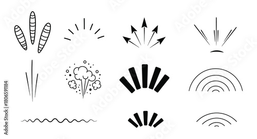 Hand drawn graphic elements and arrows set