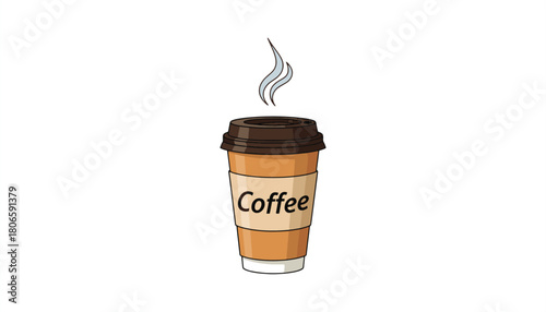 Hot Drink & Takeaway Coffee Icon Set – Cup, Cappuccino, Latte, Espresso, Beverage Vector Illustrations