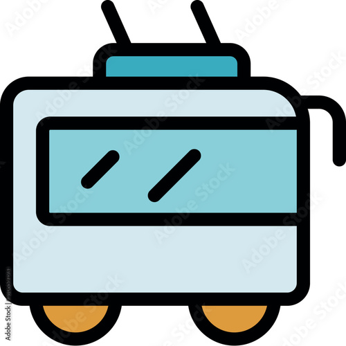 Eco friendly trolleybus driving on urban route, providing sustainable transportation