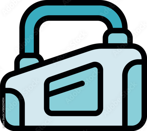 Portable radio playing music, featuring a blue handle and buttons, perfect for on the go entertainment