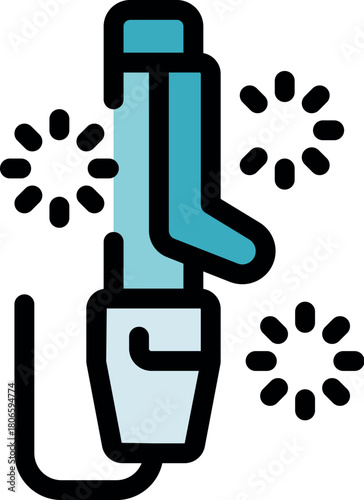 Hair straightener emitting shining particles, symbolizing the perfect hair styling and care