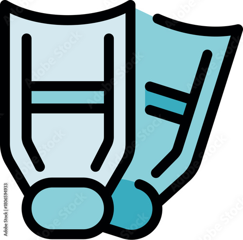 Pair of diver fins, essential equipment for scuba diving and snorkeling, enhancing underwater propulsion and maneuverability