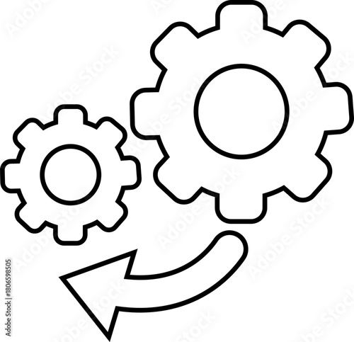 Robotic and Automation Icon of Artificial Intelligence, Machine Learning, and Industrial Robot Symbols, Black Line Vector AI Technology and Innovation Design