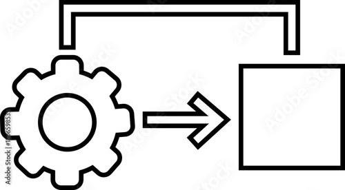Robotic and Automation Icon of Artificial Intelligence, Machine Learning, and Industrial Robot Symbols, Black Line Vector AI Technology and Innovation Design