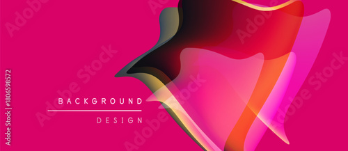 Abstract vibrant design. Overlapping shapes create dynamic visual effect. Pink background enhances modern aesthetic. Text reads background design.