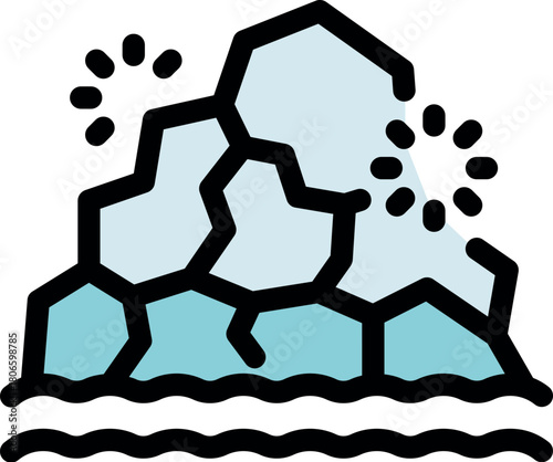 Iceberg is melting in the ocean, representing the effects of global warming and climate change