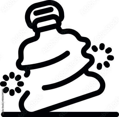 Cleaning detergent is being squeezed out of a flexible plastic bottle for laundry or other housework