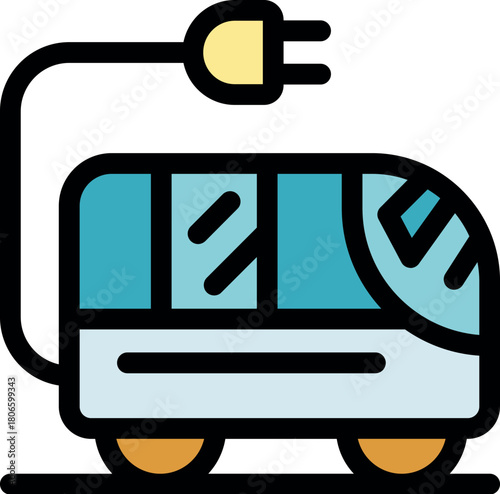 Electric train charging, sustainable transportation icon representing eco friendly travel