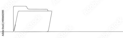A continuous one-line drawing of a file folder, representing organization and documentation