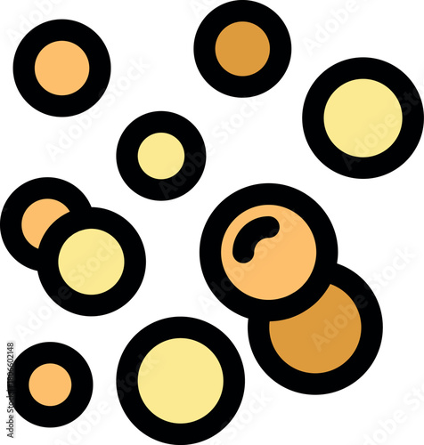 Microscopic view of staphylococcus aureus, highlighting its spherical coccus shape and characteristic clusters, relevant in microbiology and healthcare