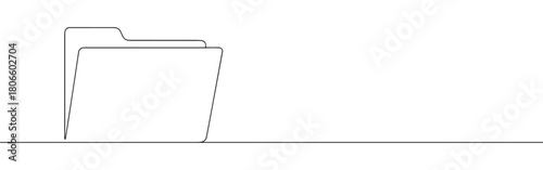 A continuous one-line drawing of a file folder, representing organization and documentation
