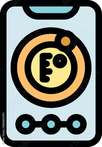 Mobile phone displaying current temperature in fahrenheit, highlighting weather information access on a personal device