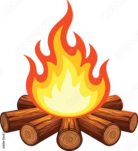Campfire symbol bonfire vector, campfire flames vector, bonfire vector icon, burning bonfire or campfire vector illustration on white background