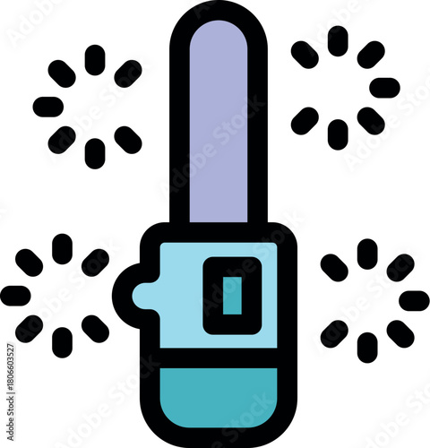 Electric nail file is polishing nails, creating dust and sparks around