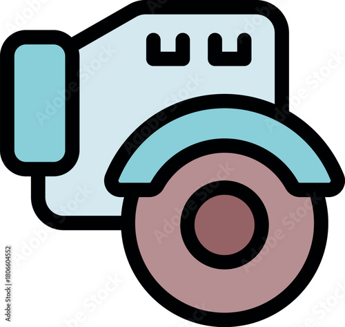 Angle grinder cutting machine power tool icon showing circular blade for construction and metalwork