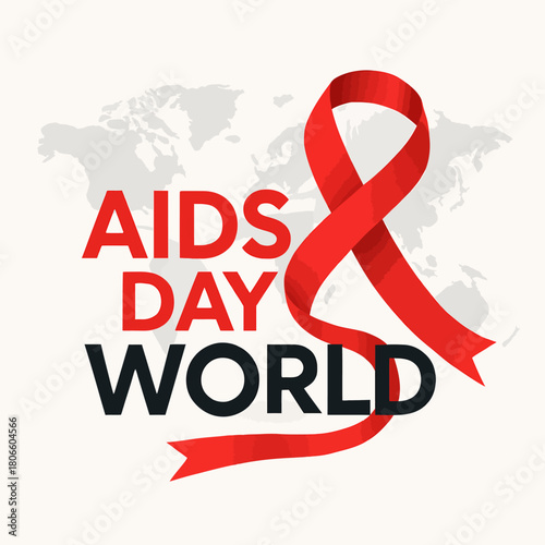 World aids day awareness with red ribbon isolated on